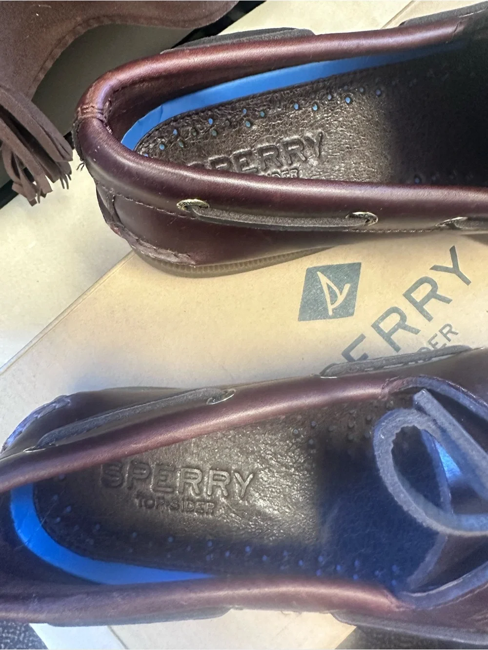 Sperry Men’s Burgundy Leather Boat Shoes with Dark Laces
